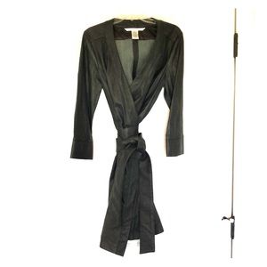 DVF Havita Leather Wrap Dress size 8
